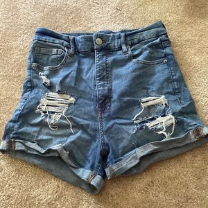 Aeropostale Super High Rise Curvy Midi Denim Shorts